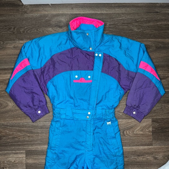 80’s-90’s Vintage Inside Edge Bold Blue and Purple Jumpsuit with Relaxed Fit XS - Picture 3 of 14